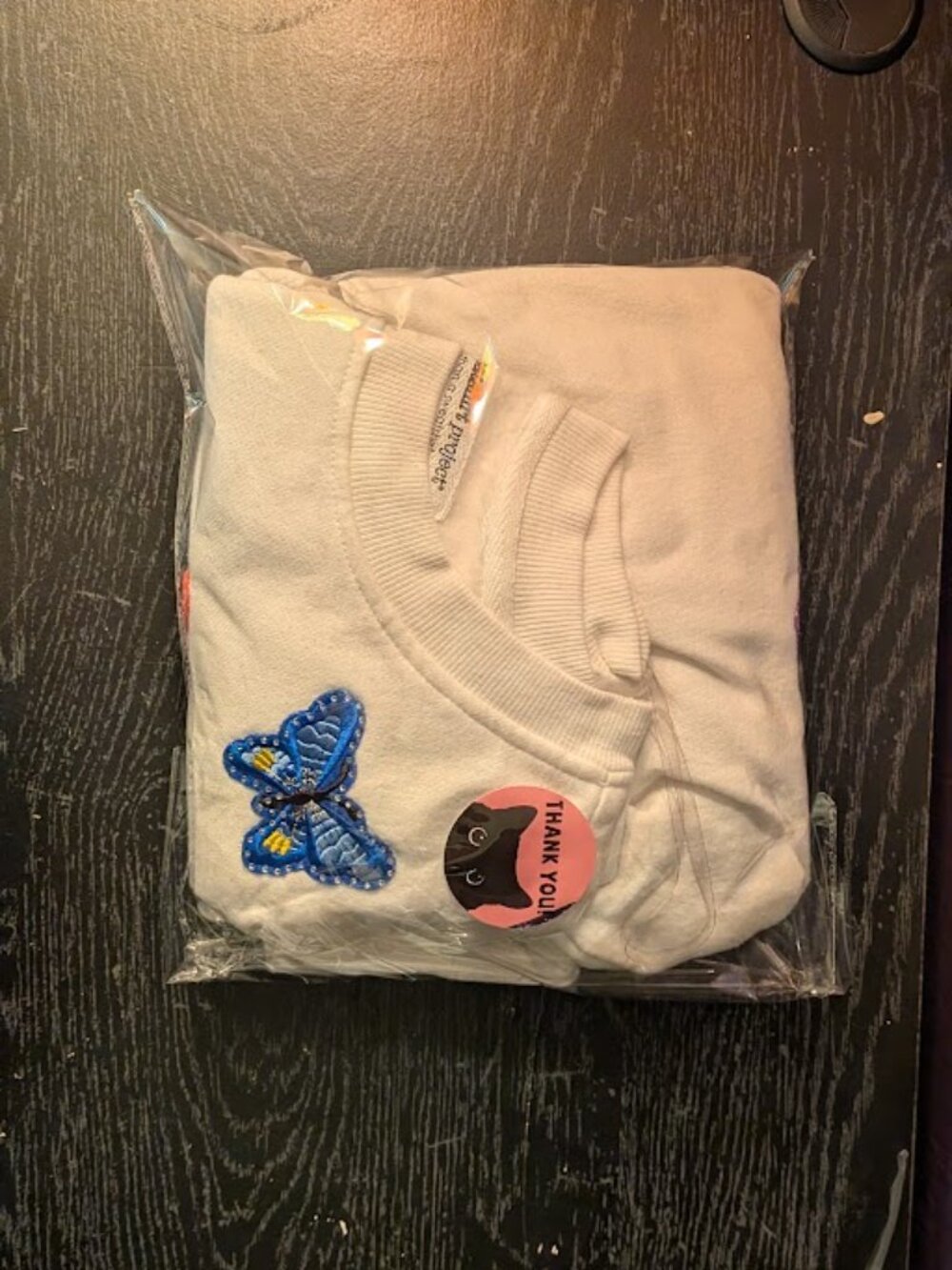 White Butterfly Embroidered Crewneck Sweater - Picture 15 of 16